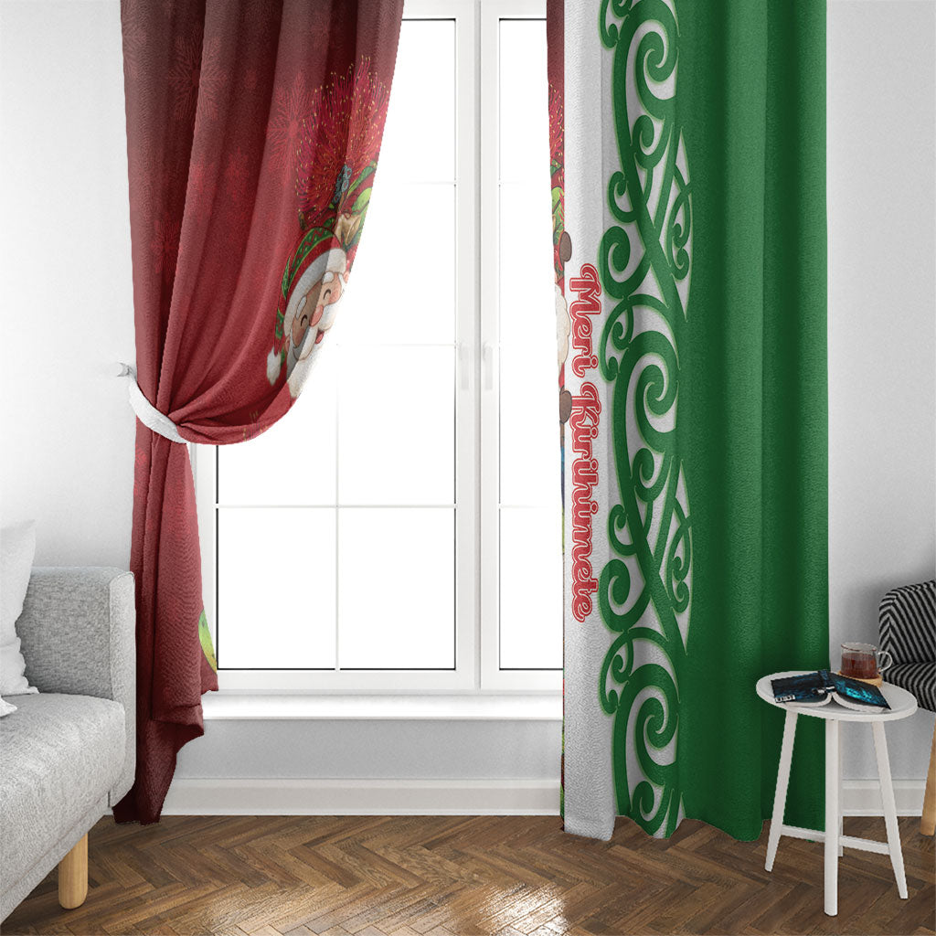 Meri Kirihimete New Zealand Window Curtain Cute Santa NZ Animals and Pohutukawa