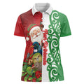 Meri Kirihimete New Zealand Personalised Women Polo Shirt Cute Santa NZ Animals and Pohutukawa