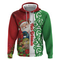 Meri Kirihimete New Zealand Personalised Zip Hoodie Cute Santa NZ Animals and Pohutukawa