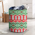New Zealand Christmas In July Laundry Basket Meri Kirihimete Hei Tiki Taniko Motifs Seamless