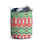 New Zealand Christmas In July Laundry Basket Meri Kirihimete Hei Tiki Taniko Motifs Seamless