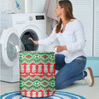 New Zealand Christmas In July Laundry Basket Meri Kirihimete Hei Tiki Taniko Motifs Seamless