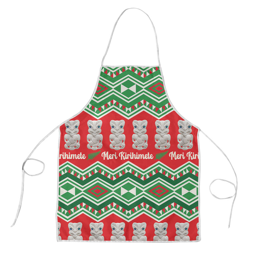 New Zealand Christmas In July Apron Meri Kirihimete Hei Tiki Taniko Motifs Seamless
