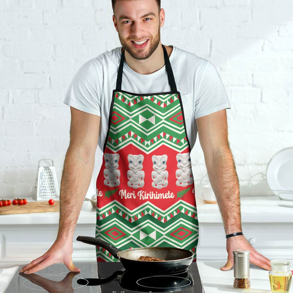 New Zealand Christmas In July Apron Meri Kirihimete Hei Tiki Taniko Motifs Seamless