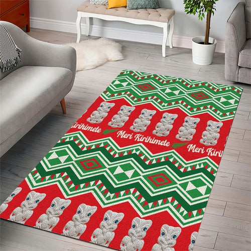 New Zealand Christmas In July Area Rug Meri Kirihimete Hei Tiki Taniko Motifs Seamless
