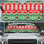 New Zealand Christmas In July Auto Sun Shade Meri Kirihimete Hei Tiki Taniko Motifs Seamless