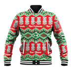 New Zealand Christmas In July Baseball Jacket Meri Kirihimete Hei Tiki Taniko Motifs Seamless