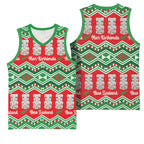 New Zealand Christmas In July Basketball Jersey Meri Kirihimete Hei Tiki Taniko Motifs Seamless