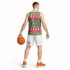 New Zealand Christmas In July Basketball Jersey Meri Kirihimete Hei Tiki Taniko Motifs Seamless
