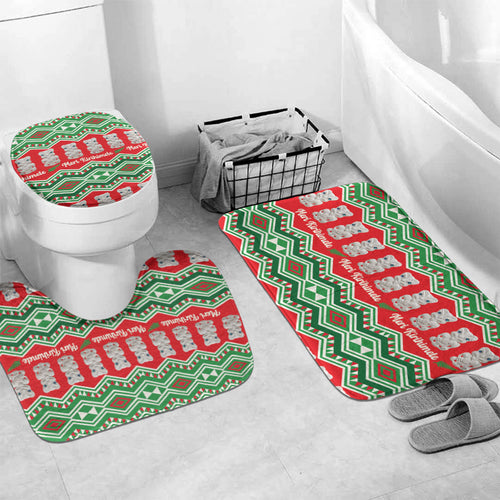 New Zealand Christmas In July Bathroom Set Meri Kirihimete Hei Tiki Taniko Motifs Seamless