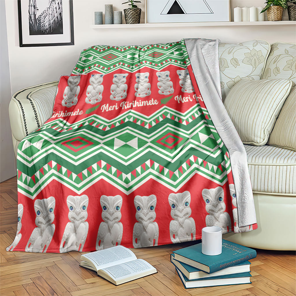 New Zealand Christmas In July Blanket Meri Kirihimete Hei Tiki Taniko Motifs Seamless