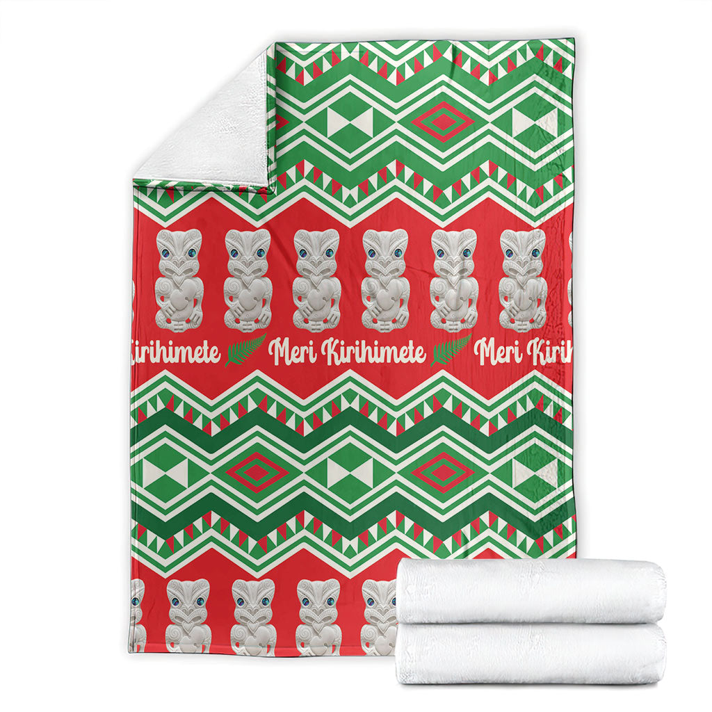 New Zealand Christmas In July Blanket Meri Kirihimete Hei Tiki Taniko Motifs Seamless