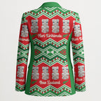 New Zealand Christmas In July Blazer Meri Kirihimete Hei Tiki Taniko Motifs Seamless