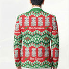 New Zealand Christmas In July Blazer Meri Kirihimete Hei Tiki Taniko Motifs Seamless