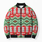 New Zealand Christmas In July Bomber Puffer Jacket Meri Kirihimete Hei Tiki Taniko Motifs Seamless