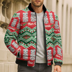 New Zealand Christmas In July Bomber Puffer Jacket Meri Kirihimete Hei Tiki Taniko Motifs Seamless