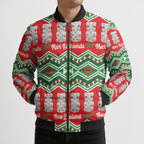 New Zealand Christmas In July Bomber Puffer Jacket Meri Kirihimete Hei Tiki Taniko Motifs Seamless