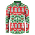 New Zealand Christmas In July Button Sweatshirt Meri Kirihimete Hei Tiki Taniko Motifs Seamless
