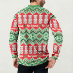 New Zealand Christmas In July Button Sweatshirt Meri Kirihimete Hei Tiki Taniko Motifs Seamless