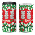 New Zealand Christmas In July 4 in 1 Can Cooler Tumbler Meri Kirihimete Hei Tiki Taniko Motifs Seamless