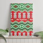 New Zealand Christmas In July Canvas Wall Art Meri Kirihimete Hei Tiki Taniko Motifs Seamless