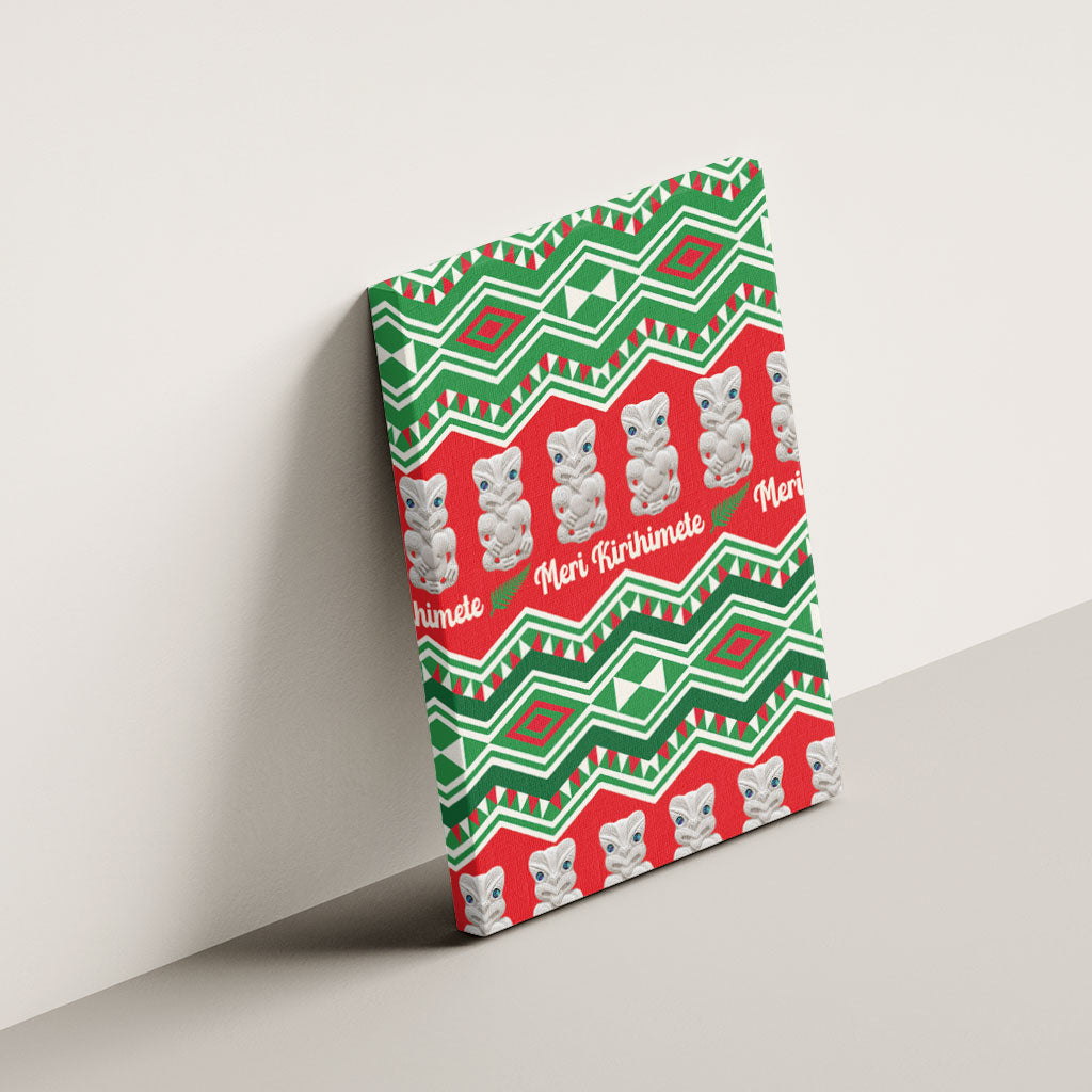 New Zealand Christmas In July Canvas Wall Art Meri Kirihimete Hei Tiki Taniko Motifs Seamless