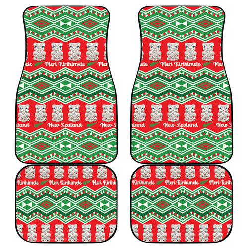 New Zealand Christmas In July Car Mats Meri Kirihimete Hei Tiki Taniko Motifs Seamless
