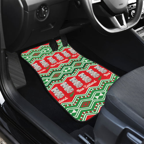 New Zealand Christmas In July Car Mats Meri Kirihimete Hei Tiki Taniko Motifs Seamless