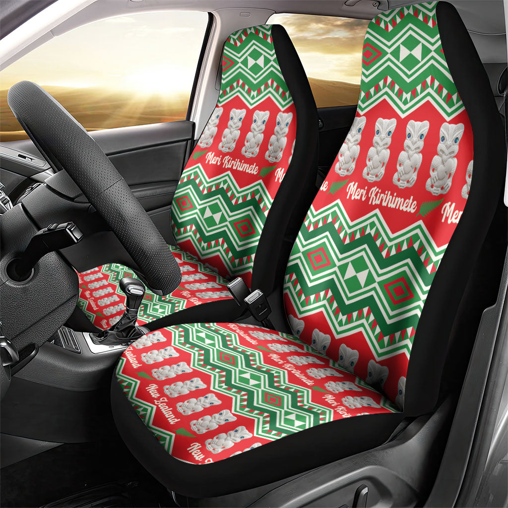 New Zealand Christmas In July Car Seat Cover Meri Kirihimete Hei Tiki Taniko Motifs Seamless