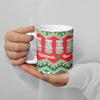 New Zealand Christmas In July Ceramic Mug Meri Kirihimete Hei Tiki Taniko Motifs Seamless