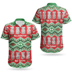 New Zealand Christmas In July Couples Matching Off Shoulder Short Dress and Hawaiian Shirt Meri Kirihimete Hei Tiki Taniko Motifs Seamless LT14