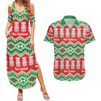 New Zealand Christmas In July Couples Matching Summer Maxi Dress and Hawaiian Shirt Meri Kirihimete Hei Tiki Taniko Motifs Seamless