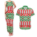 New Zealand Christmas In July Couples Matching Tank Maxi Dress and Hawaiian Shirt Meri Kirihimete Hei Tiki Taniko Motifs Seamless
