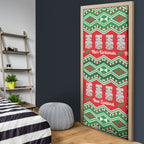 New Zealand Christmas In July Door Cover Meri Kirihimete Hei Tiki Taniko Motifs Seamless