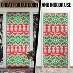 New Zealand Christmas In July Door Cover Meri Kirihimete Hei Tiki Taniko Motifs Seamless