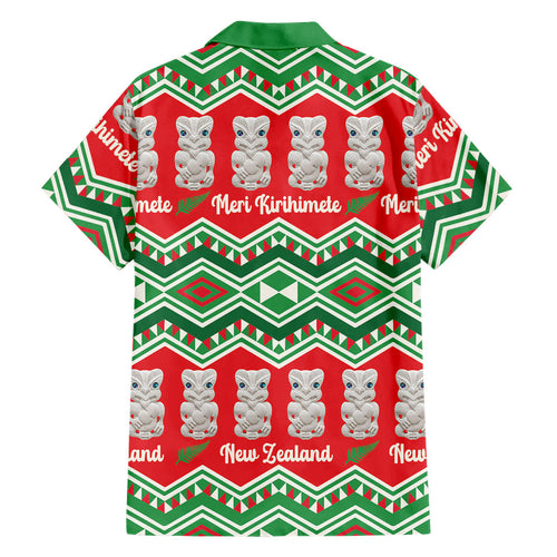 New Zealand Christmas In July Family Matching Long Sleeve Bodycon Dress and Hawaiian Shirt Meri Kirihimete Hei Tiki Taniko Motifs Seamless