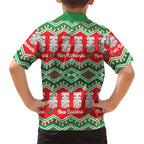 New Zealand Christmas In July Family Matching Off Shoulder Maxi Dress and Hawaiian Shirt Meri Kirihimete Hei Tiki Taniko Motifs Seamless