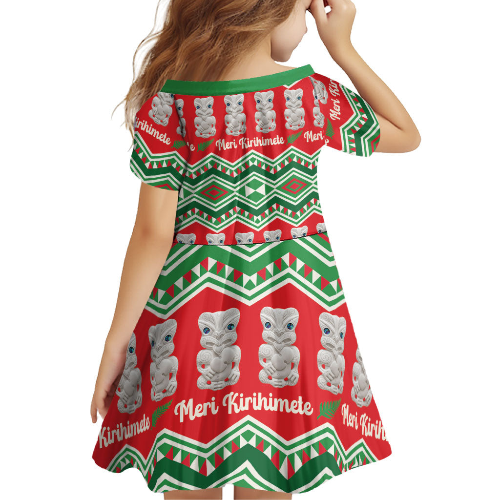 New Zealand Christmas In July Family Matching Off Shoulder Maxi Dress and Hawaiian Shirt Meri Kirihimete Hei Tiki Taniko Motifs Seamless