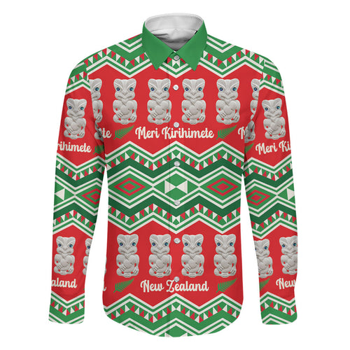 New Zealand Christmas In July Family Matching Puletasi and Hawaiian Shirt Meri Kirihimete Hei Tiki Taniko Motifs Seamless