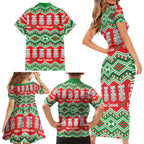 New Zealand Christmas In July Family Matching Short Sleeve Bodycon Dress and Hawaiian Shirt Meri Kirihimete Hei Tiki Taniko Motifs Seamless