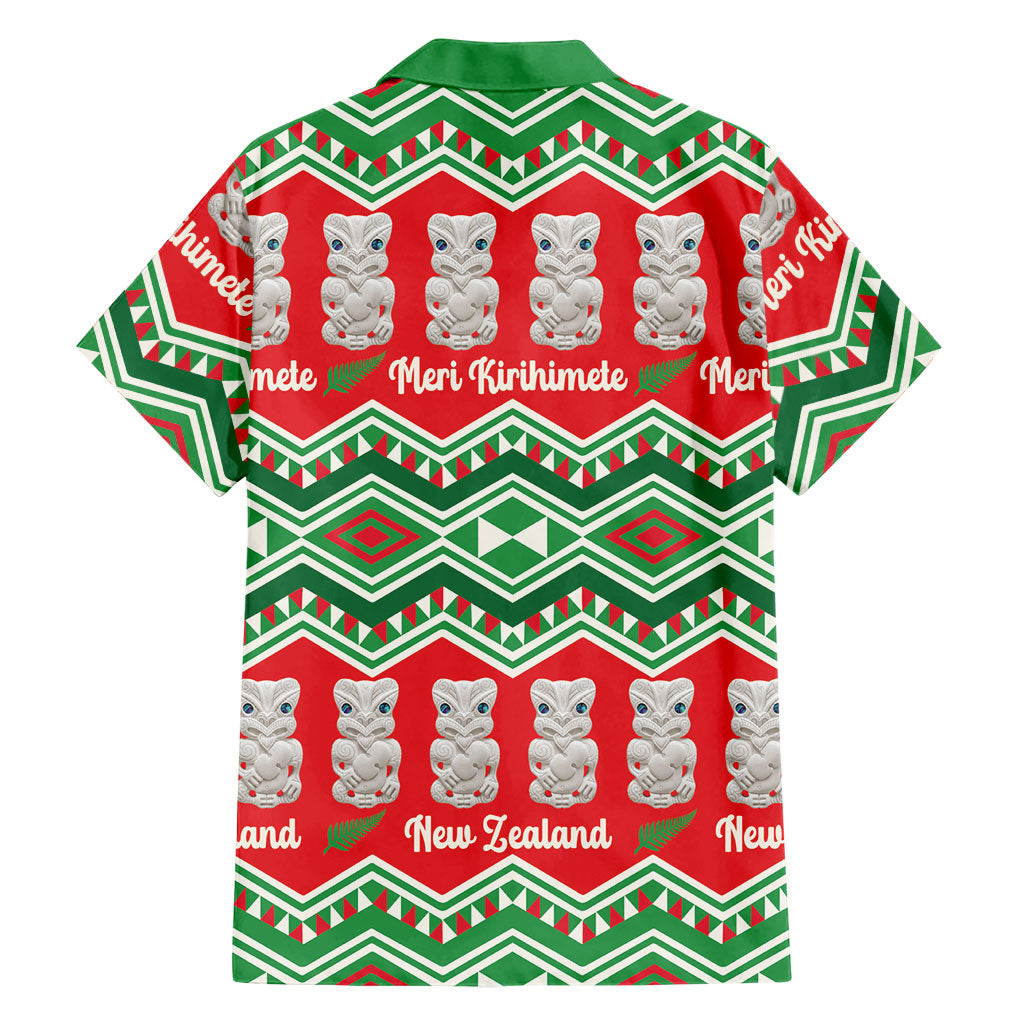 New Zealand Christmas In July Family Matching Short Sleeve Bodycon Dress and Hawaiian Shirt Meri Kirihimete Hei Tiki Taniko Motifs Seamless
