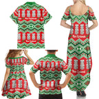 New Zealand Christmas In July Family Matching Summer Maxi Dress and Hawaiian Shirt Meri Kirihimete Hei Tiki Taniko Motifs Seamless
