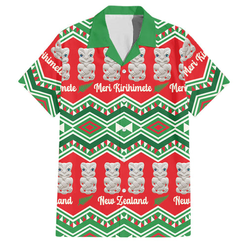 New Zealand Christmas In July Family Matching Summer Maxi Dress and Hawaiian Shirt Meri Kirihimete Hei Tiki Taniko Motifs Seamless