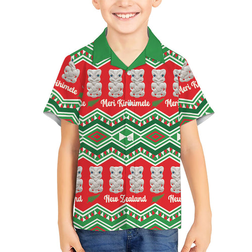 New Zealand Christmas In July Family Matching Summer Maxi Dress and Hawaiian Shirt Meri Kirihimete Hei Tiki Taniko Motifs Seamless