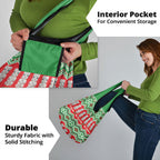 New Zealand Christmas In July Grocery Bag Meri Kirihimete Hei Tiki Taniko Motifs Seamless