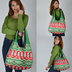 New Zealand Christmas In July Grocery Bag Meri Kirihimete Hei Tiki Taniko Motifs Seamless