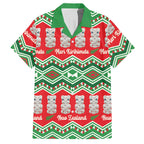 New Zealand Christmas In July Hawaiian Shirt Meri Kirihimete Hei Tiki Taniko Motifs Seamless