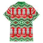 New Zealand Christmas In July Hawaiian Shirt Meri Kirihimete Hei Tiki Taniko Motifs Seamless