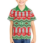 New Zealand Christmas In July Hawaiian Shirt Meri Kirihimete Hei Tiki Taniko Motifs Seamless
