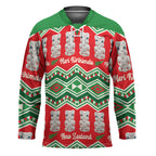 New Zealand Christmas In July Hockey Jersey Meri Kirihimete Hei Tiki Taniko Motifs Seamless